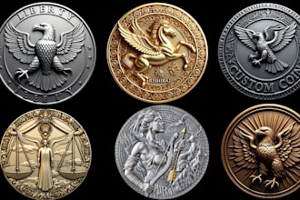 design 3d printable coin 3d bas relief medallion pendant 3d challenge coin logo