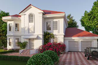 do 3d house exterior design,rendering