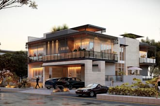 do 3d house exterior design,rendering