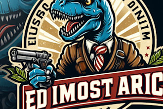 design high quality vintage dinosaur logo with t shirt design