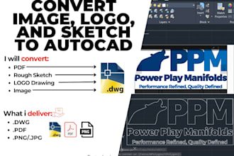 convert sketch, PDF, or image to professional autocad dwg