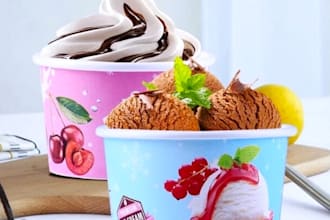 design luxury ice cream cup, box label design
