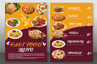 design food menu, restaurant menu, digital menu