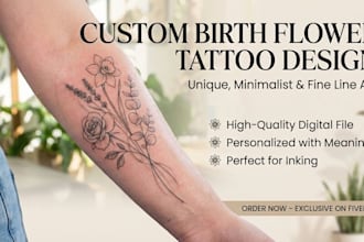 design a custom minimalist birth flower tattoo bouquet
