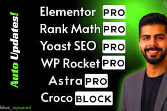 install elementor pro, crocoblock, wp rocket, astra, yoast SEO and rank math pro