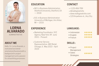 design a creative and professional resume or CV in canva