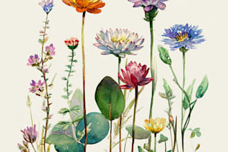 paint watercolor flowers and botanical illustrations