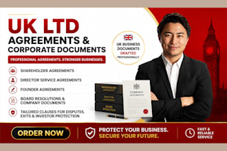 draft UK ltd agreements and corporate legal documents for your business