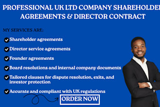 draft UK ltd company shareholder agreements and director contracts
