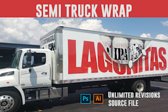 create semi truck wrap, truck wrap, food truck wrap, vehicle wrap designs