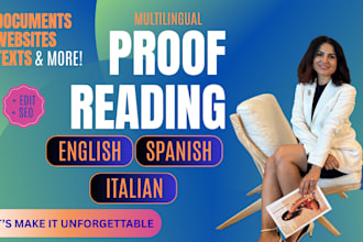 proofread your text or website english, spanish, italian