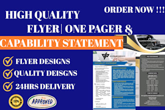 write and design federal government capability statement for government contract