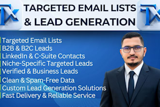 provide targeted email list, verified b2b leads, c suite and linkedin contacts