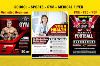medical flyer, health care, sports, gym, fitness flyer poster design