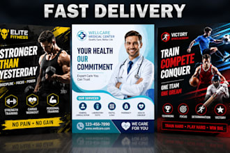 medical flyer, health care, sports, gym, fitness flyer poster design