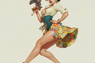 pin up girl and pin up girl illustration