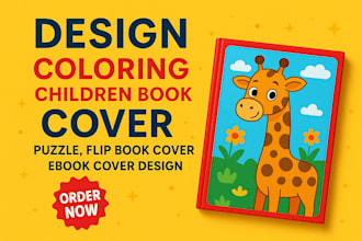 design coloring children book cover puzzle, flip book cover ebook cover design