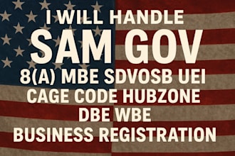 handle sam gov 8a mbe sdvsob uei cage code hubzone dbe wbe business registration