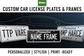design custom car license plates, name frames, custom plate designs for printing
