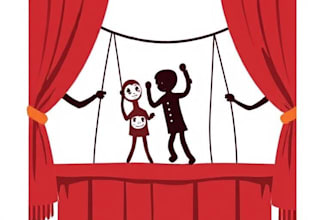 design pinocchio kids puppet show logo