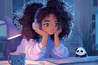 create cute cartoon illustrations, lofi art, anime, nft