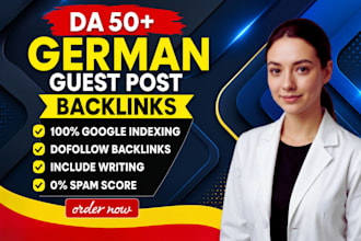 provide german da 50 plus dofollow backlinks german link building services
