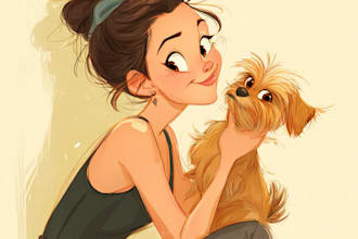 draw disney pets portrait illustration in disney style