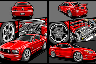 draw cartoon car design, automotive for t shirt