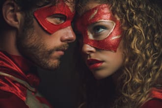 make watercolor super hero couple portrait