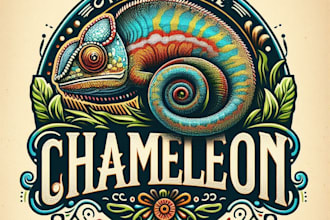 design high quality chameleon vintage logo with t shirt design