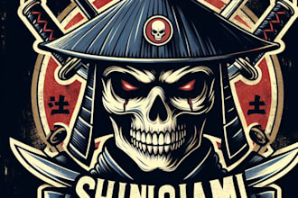 design high quality shinigami skull grunge vintage logo with t shirt design