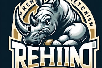 design high quality rhino gym vintage logo with t shirt design