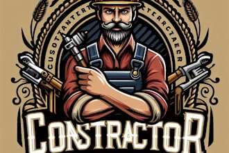 design high quality contractor vintage logo with t shirt design