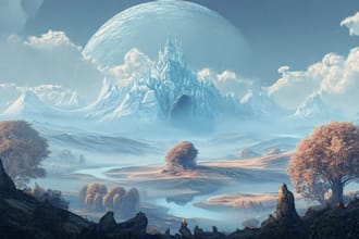 draw fantasy landscape or enviroment art