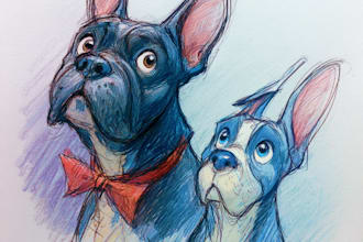 design a custom disney pet portrait illustration