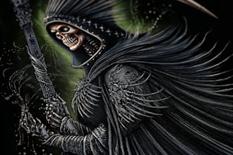 draw a detailed dark art illustration