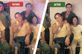 edit, restore and enhance your old photo, change outfit or background