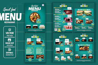 do food menu design, restaurant menu design, food flyer design