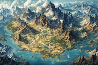make a fantasy map illustration or site in illustrator