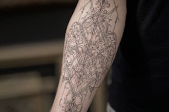 make tattoo design linework, geometrical sleeve tattoo