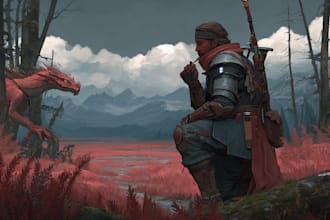 make dnd fantasy sci fi character or landscape illustration