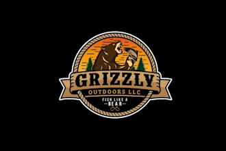design aesthetics outdoor logo with the power of a grizzly