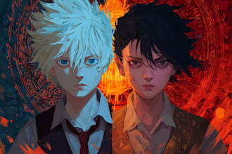 make a custom anime and  anime portrait art