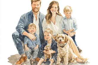 custom watercolor family portrait from photo
