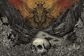 draw dark art illustration with engraving style