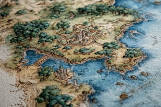 do a watercolor fantasy map or sourvenir map illustration