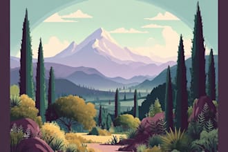 design a custom flat landscape illustration for you