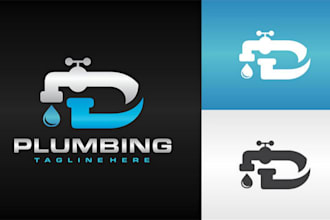 design pictorial modern service plumbing logo