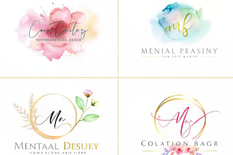 design an elegant, beautiful watercolor flower and feminine logo