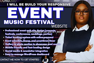 event website, music festival website, concert ticket booking landing page